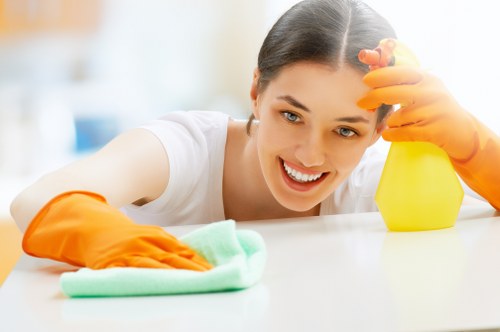 Cleaner working through a domestic cleaning visit in a SE23 property